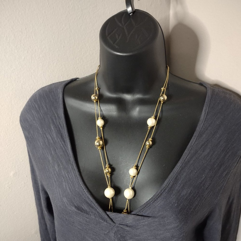 Two Layer Beaded Anne Klein II Necklace 31 Inches Long